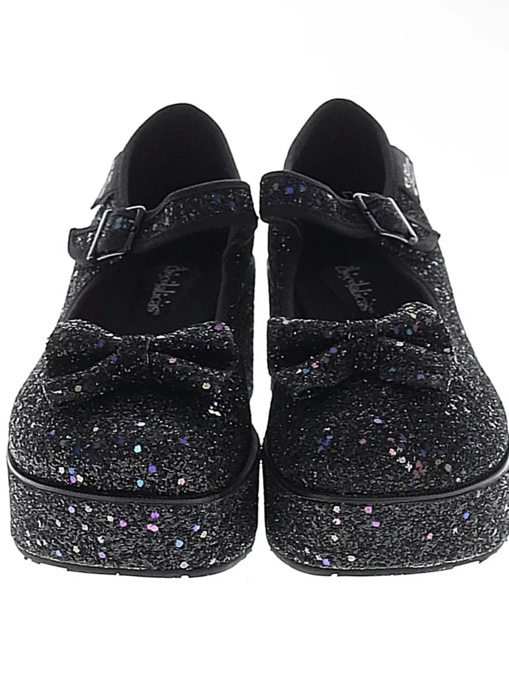Hot Chocolate design black glitter Mary Jane bow detail platform shoes